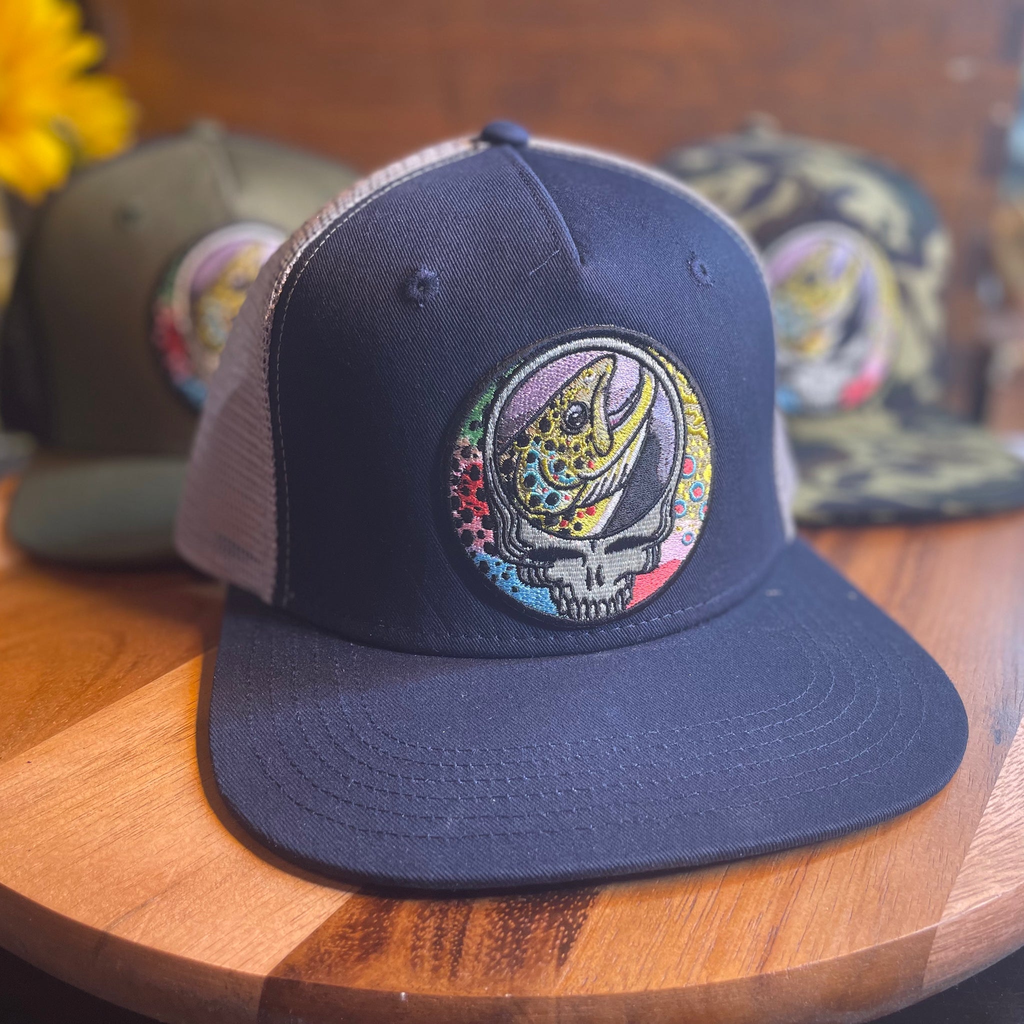 Steal Your Face Trout Trio Surfer Flat Bill Steal Your Face Trout Trio Trucker Hat FREE SHIPPING