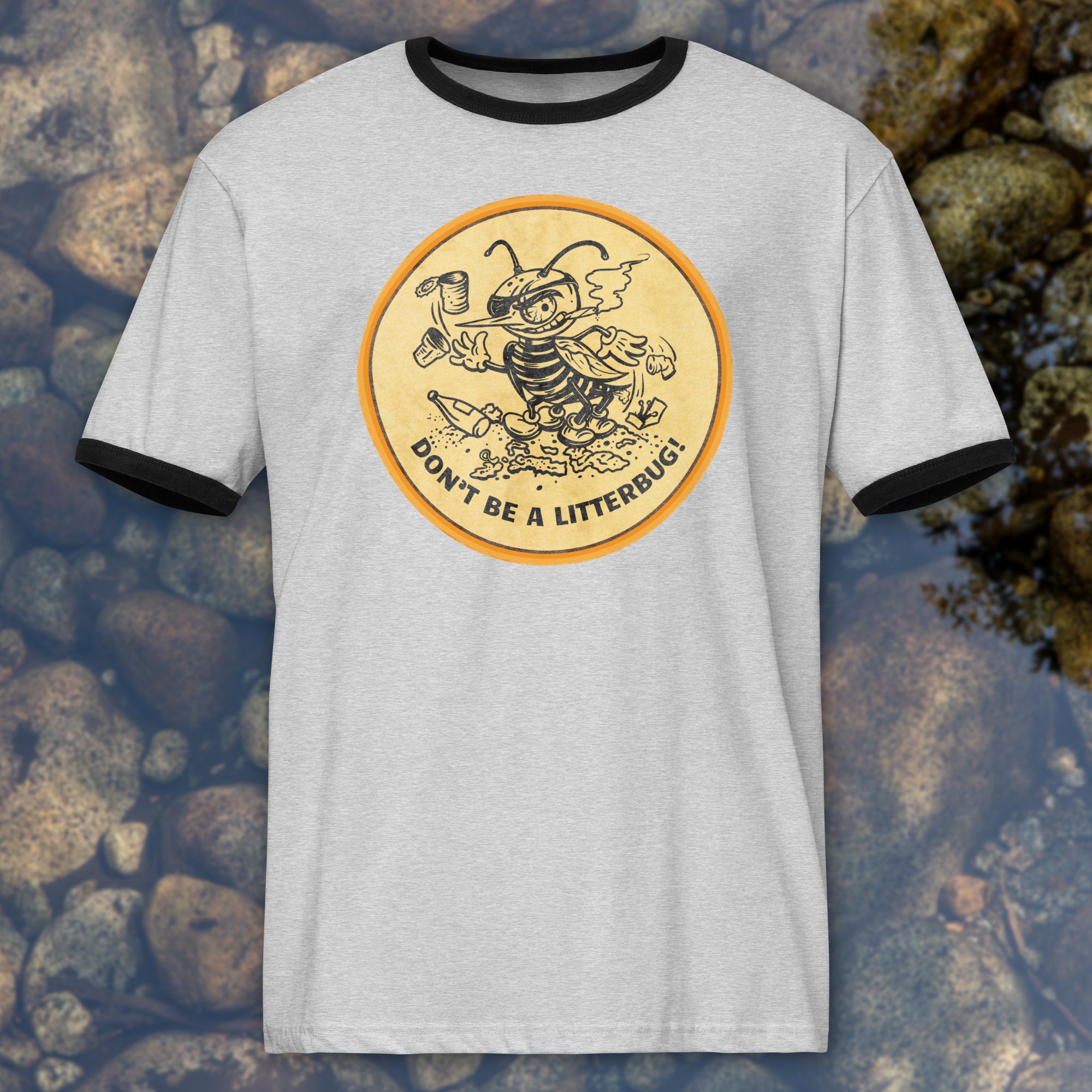 "Don't Be a Litterbug" Retro Unisex ringer t-shirt