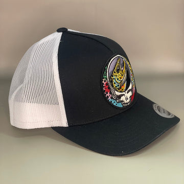 Steal Your Face Trout Trio Trucker Hat black/white retro embroidered fishing hat FREE SHIPPING