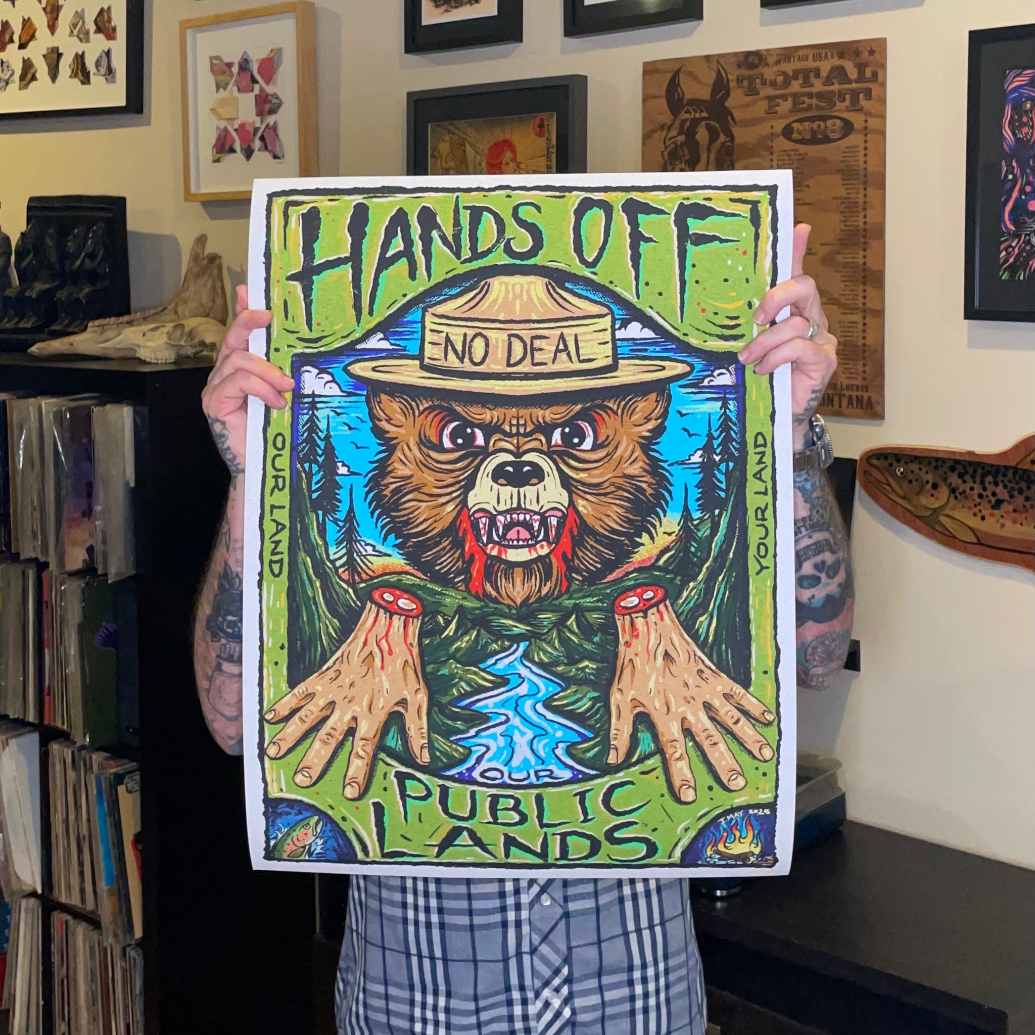 Hands Off our Public Lands Angry Smokey the Bear Poster 18x24” FREE SHIPPING