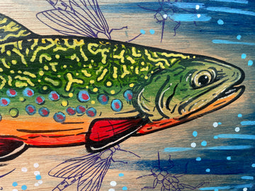"Brook Trout"  Original Painting by J May on cradled wood panel Native Fish
