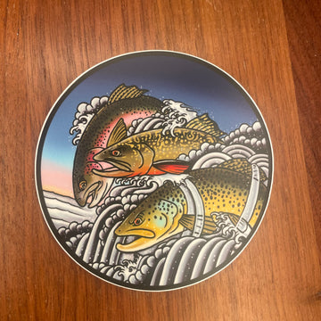 Trout Trio Fly Fishing Sticker / Slap Brown Trout, Brook Trout Rainbow Trout (Pharoah's Trout)weatherproof Vinyl
