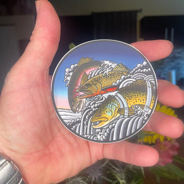 Trout Trio Fly Fishing Sticker / Slap Brown Trout, Brook Trout Rainbow Trout (Pharoah's Trout)weatherproof Vinyl
