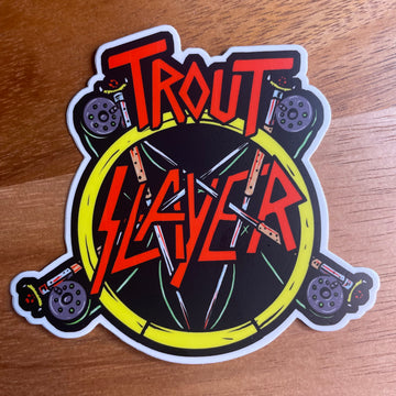 Trout Slayer!   Vinyl Fly Fishing Trout sticker Slayer Tribute