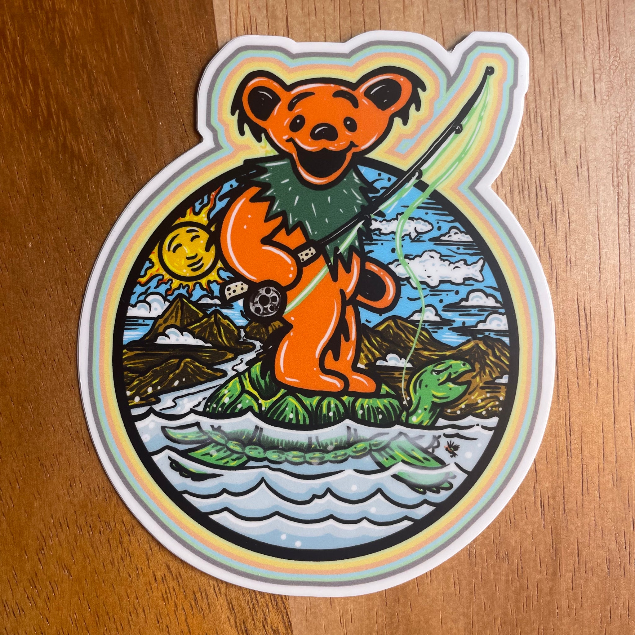 Fishing Bear, Grateful Dead ‘Dancing Bear’ Vinyl Fly Fishing Trout sticker Terrapin Station