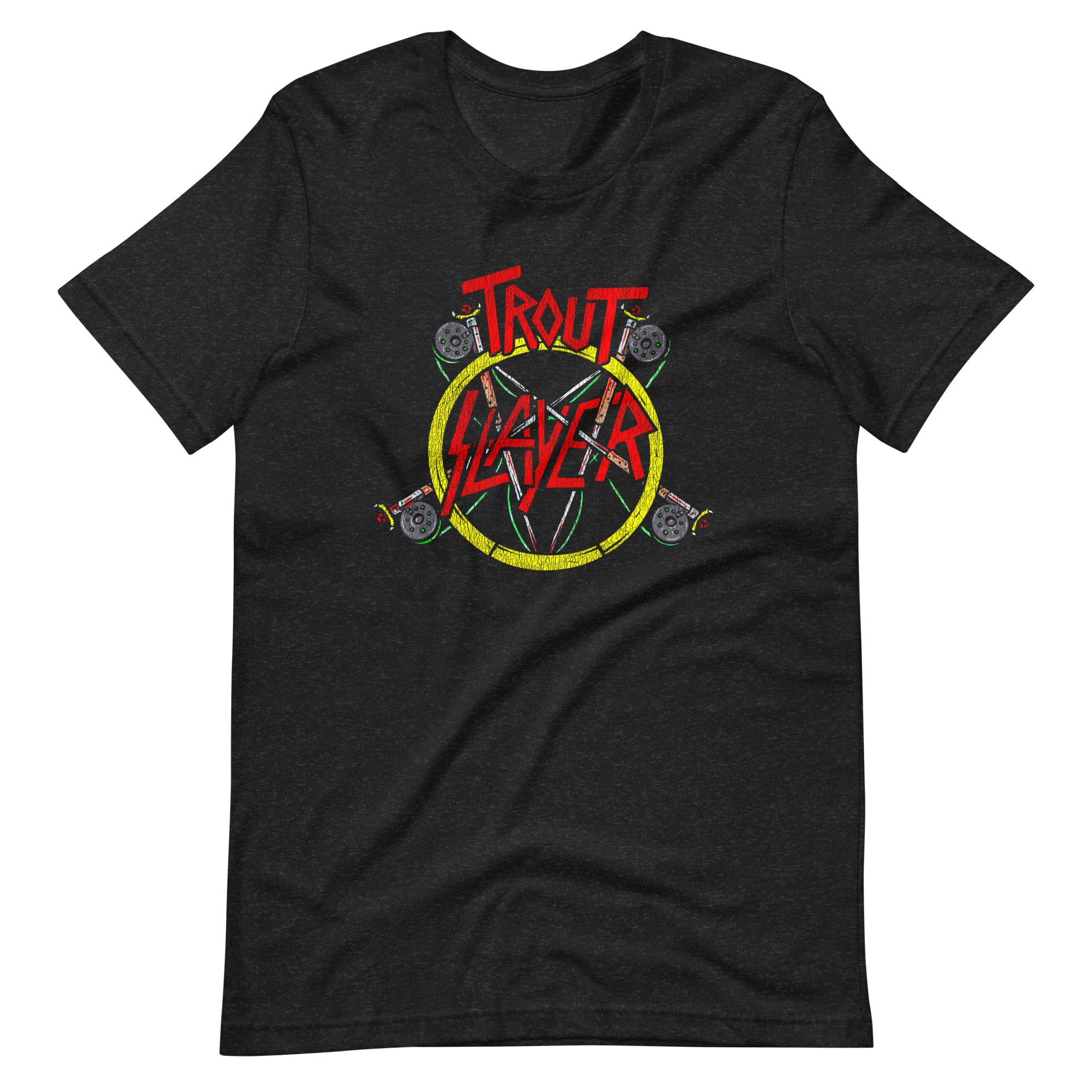 Trout Slayer Vintage Style Black Heather  Unisex t-shirt
