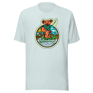 Fishing Bear Terrapin Ice Blue Heather Unisex t-shirt