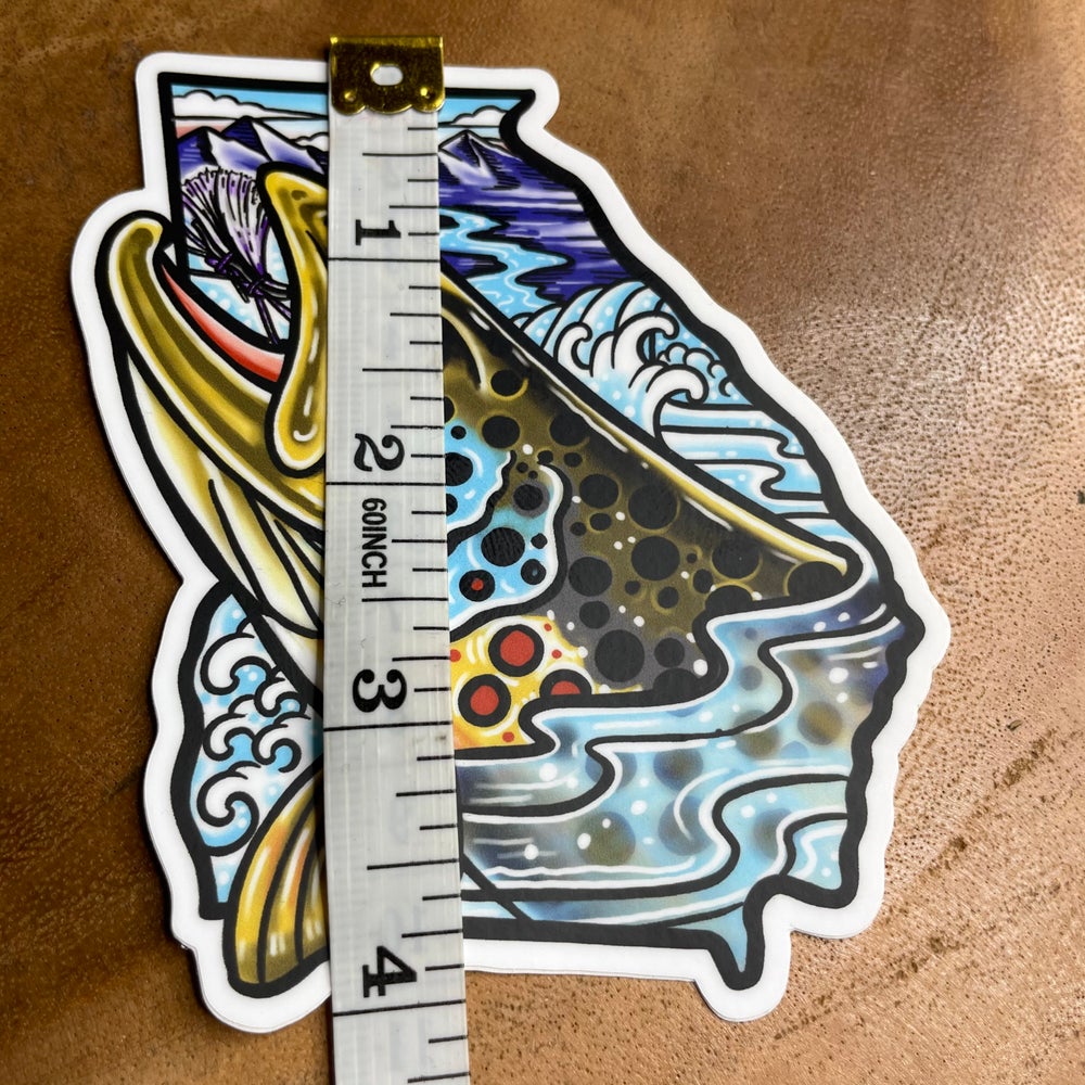 4” Sweet Georgia Brown Trout purple chubby Sticker  New and Improved! - thecosmicstream