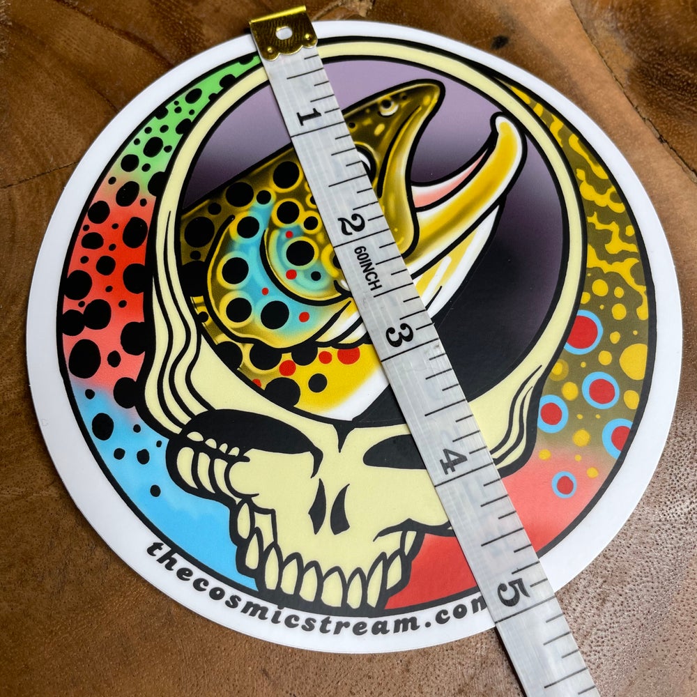 5 “ Steal Your Face Brown Trout /Trout trio vinyl Sticker - thecosmicstream