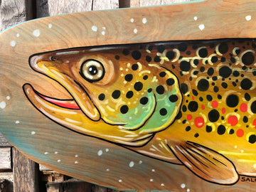 Brown Trout Painting on Wood (reclaimed maple) - thecosmicstream