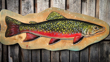 Brook Trout Painting on Wood (reclaimed maple) - thecosmicstream