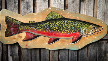 Brook Trout Painting on Wood (reclaimed maple)