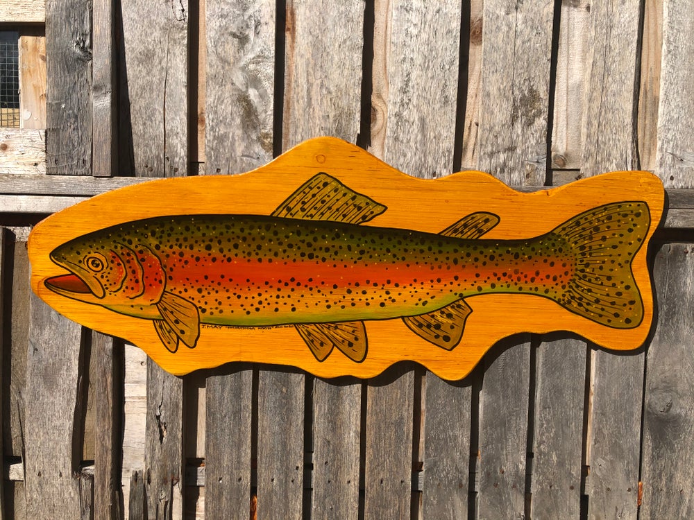 ‘Longbow” Rainbow Trout Original Painting on wood - thecosmicstream