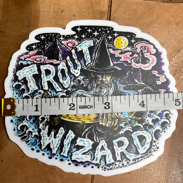 Large 5” Trout Wizard night fishing full Color sticker / slap