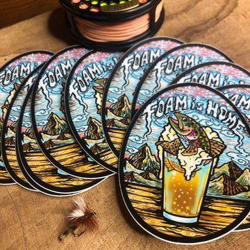 FOAM IS HOME ! New and improved! Large Vinyl Fly fishing sticker - thecosmicstream
