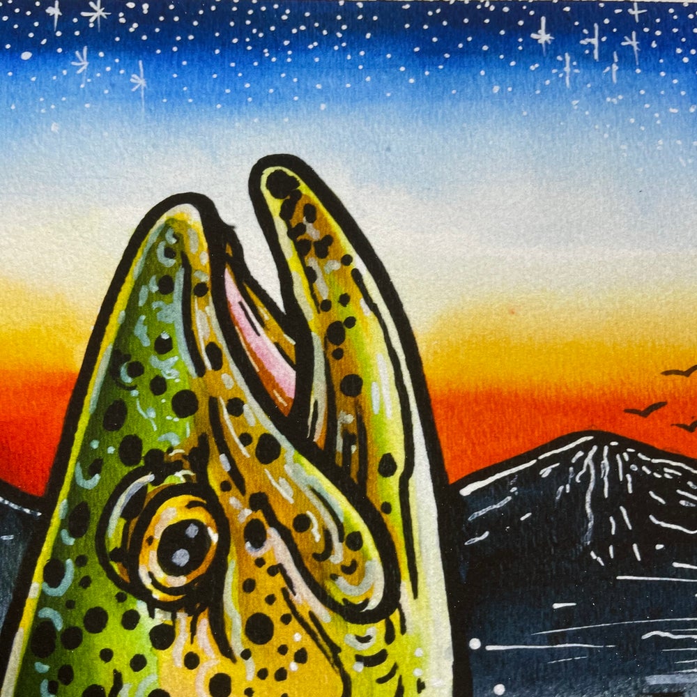 'EARLY RISER' Fine Art RAINBOW TROUT Fine Art  giclee Print LIMITED EDITION 11" X 14" - thecosmicstream