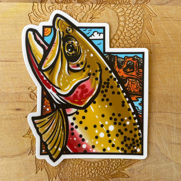 Utah Cutthroat Trout fly fishing sticker slap - thecosmicstream