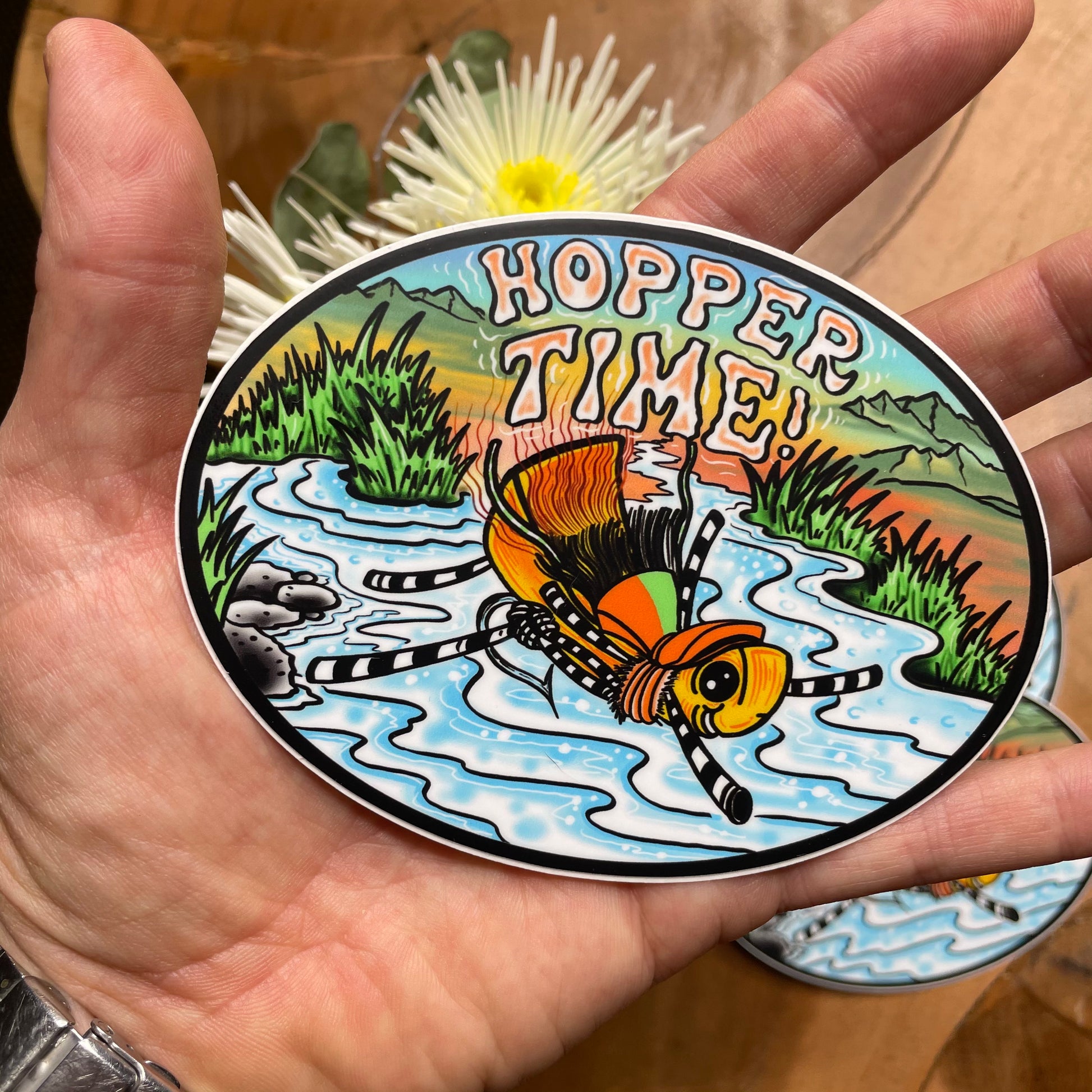HOPPER TIME!  Vinyl Flyfishing Sticker - thecosmicstream
