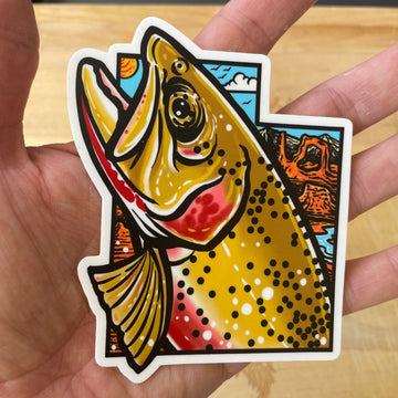 Utah Cutthroat Trout fly fishing sticker slap - thecosmicstream